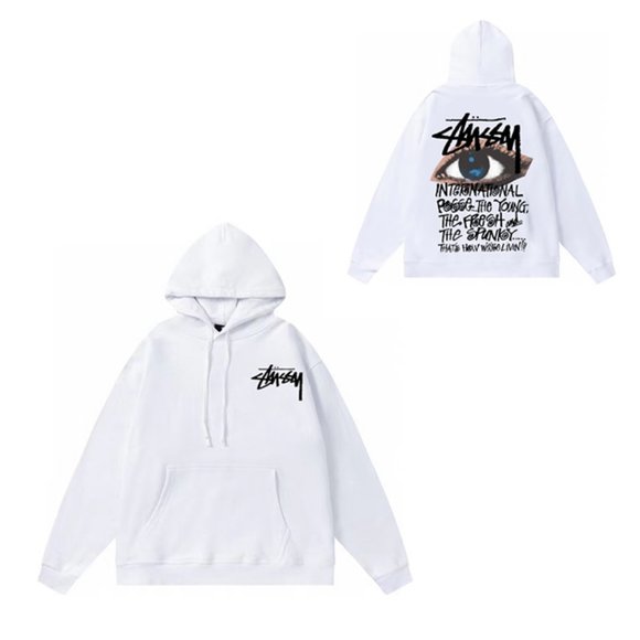 Stussy Ocular Hood Hoodie In White - Picture 1 of 1